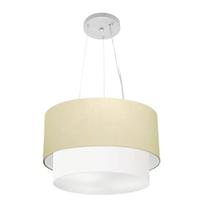 Lustre Pendente Duplo Cilíndrico Vivare Md-4158 Cúpula em Tecido 40x35cm - Bivolt