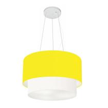 Lustre Pendente Duplo Cilíndrico Vivare Md-4158 Cúpula Tecido 40x35cm - Bivolt