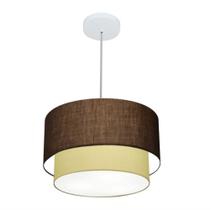 Lustre Pendente Duplo Cilíndrico Vivare Md-4159 Cúpula em Tecido 40x35cm - Bivolt