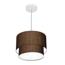 Lustre Pendente Duplo Cilíndrico Vivare Md-4161 Cúpula em Tecido 30x25cm - Bivolt