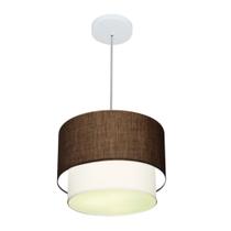 Lustre Pendente Duplo Cilíndrico Vivare Md-4161 Cúpula em Tecido 30x25cm - Bivolt