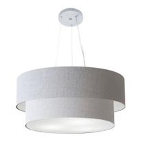 Lustre Pendente Duplo Cilíndrico Vivare Md-4179 Cúpula em Tecido 70x60cm - Bivolt