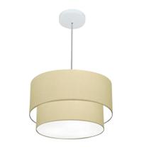 Lustre Pendente Duplo Cilíndrico Vivare Md-4350 Cúpula em Tecido 45x40cm - Bivolt