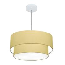 Lustre Pendente Duplo Cilíndrico Vivare Md-4351 Cúpula Tecido 50x40cm - Bivolt