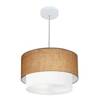 Lustre Pendente Duplo Cilíndrico Vivare Md-4354 Cúpula em Tecido 45x40cm - Bivolt