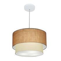 Lustre Pendente Duplo Cilíndrico Vivare Md-4354 Cúpula em Tecido 45x40cm - Bivolt