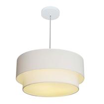Lustre Pendente Duplo Cilíndrico Vivare Md-4355 Cúpula em Tecido 50x40cm - Bivolt