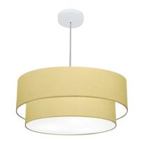 Lustre Pendente Duplo Cilíndrico Vivare Md-4356 Cúpula em Tecido 55x50cm - Bivolt