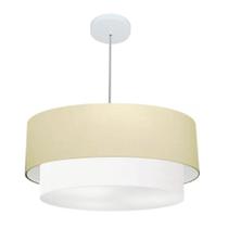 Lustre Pendente Duplo Cilíndrico Vivare Md-4357 Cúpula Tecido 60x50cm - Bivolt
