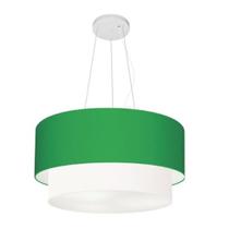 Lustre Pendente Duplo Cilíndrico Vivare Md-4369 Cúpula Tecido 45x40cm - Bivolt