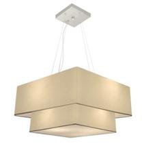 Lustre Pendente Duplo Quadrado Vivare Md-4066 Cúpula em Tecido 50x35cm - Bivolt