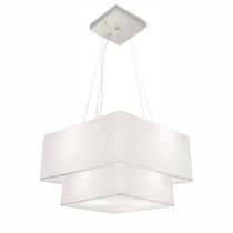 Lustre Pendente Duplo Quadrado Vivare Md-4157 Cúpula em Tecido 40x35cm Branco - Bivolt