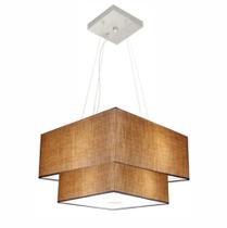 Lustre Pendente Duplo Quadrado Vivare Md-4157 Cúpula em Tecido 40x35cm Palha - Bivolt Lustre Pendente Duplo Quadrado Vivare Md-4157 Cúpula em Tecido 40x35cm Palha - Bivolt