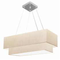 Lustre Pendente Duplo Retangular Vivare Md-4322 Cúpula em Tecido 99x40cm x 80x30cm - Bivolt