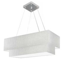 Lustre Pendente Duplo Retangular Vivare Md-4322 Cúpula em Tecido 99x40cm x 80x30cm - Bivolt