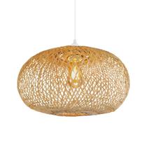 Lustre Pendente Em Bambu Natural Estilo Rústico Trançado