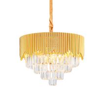 Lustre Pendente Em Cristal K9 Dourado Redondo Diâmetro 50cm