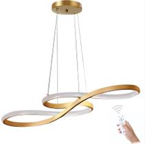 Lustre Pendente em led Moderno e minimalista modelo Infinito 3 em 1 com controle remoto cor da luz branco quente, branco neutro e branco frio