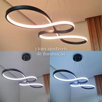 Lustre pendente em LED moderno para sala, quarto, cozinha, recepcao com 3 cores de luz com Controle remoto Lustre pendente em LED moderno para sala, quarto, cozinha, recepcao com 3 cores de luz com Controle remoto