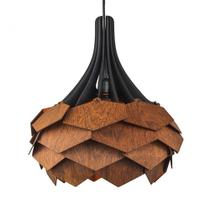 Lustre Pendente Em Madeira Natural Sucupira - Pinho Black