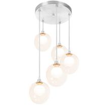 Lustre Pendente Escovado Quíntuplo Harmony Bolinha Ambar Lustre Pendente Escovado Quíntuplo Harmony Bolinha Ambar