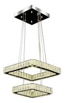 Lustre Pendente Espelhado Cristal K9 Legítimo Led Integrado 60w Quadrado Luz 3em1 - Led+ Lustre Pendente Espelhado Cristal K9 Legítimo Led Integrado 60w Quadrado Luz 3em1 - Led+
