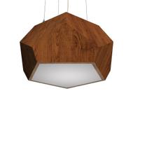 Lustre Pendente Facetado 75x34cm Madeira Imbuia e Acrílico