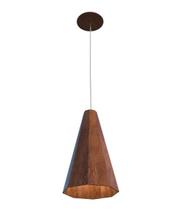 Lustre Pendente Facetado Cônico 35x21cm 1xE27 Em Madeira