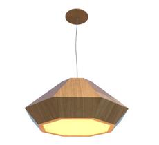 Lustre Pendente Facetado Diamante 52x24cm 2xE27 Madeira