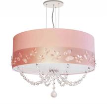 Lustre Pendente Faixa Flores E Borboletas 50cm Rosa bebê Lustre Pendente Faixa Flores E Borboletas 50cm Rosa bebê