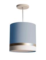 Lustre Pendente Faixas Bronze Cúpula Azul 25X25