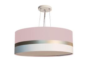 Lustre Pendente Faixas Bronze Cúpula Rosa 40X15