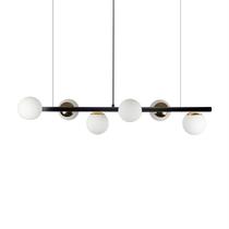 Lustre Pendente Figo com 6 Globos Esfera de Vidro - Preto/Dourado Lustre Pendente Figo com 6 Globos Esfera de Vidro - Preto/Dourado