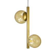 Lustre Pendente Figo OURO - 2 Globos Esfera de Vidro Âmbar Lustre Pendente Figo OURO - 2 Globos Esfera de Vidro Âmbar