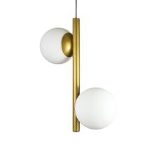 Lustre Pendente Figo OURO - 2 Globos Esfera de Vidro Branco Lustre Pendente Figo OURO - 2 Globos Esfera de Vidro Branco