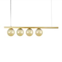 Lustre Pendente Figo OURO - 4 Globos Esfera de Vidro Ambar Lustre Pendente Figo OURO - 4 Globos Esfera de Vidro Ambar
