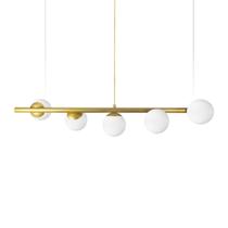 Lustre Pendente Figo OURO - 5 Globos Esfera Vidro Branco Lustre Pendente Figo OURO - 5 Globos Esfera Vidro Branco