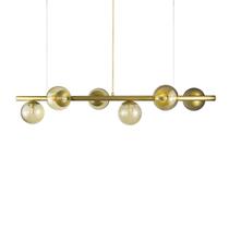 Lustre Pendente Figo OURO - 6 Globos Esfera de Vidro Âmbar Lustre Pendente Figo OURO - 6 Globos Esfera de Vidro Âmbar