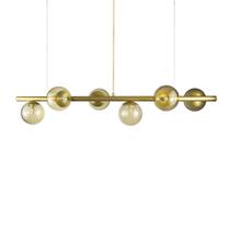 Lustre Pendente Figo Ouro - 6 Globos Esfera De Vidro Âmbar