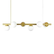 Lustre Pendente Figo Ouro - 6 Globos Esfera De Vidro Branco Lustre Pendente Figo Ouro - 6 Globos Esfera De Vidro Branco
