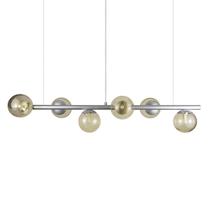 Lustre Pendente Figo PRATA - 6 Globos Esfera de Vidro Âmbar Lustre Pendente Figo PRATA - 6 Globos Esfera de Vidro Âmbar