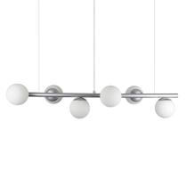 Lustre Pendente Figo Prata - 6 Globos Esfera De Vidro Branco Lustre Pendente Figo Prata - 6 Globos Esfera De Vidro Branco