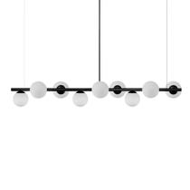 Lustre Pendente Figo Preto 1,5M - 9 Globos Esfera de Vidro Branco Lustre Pendente Figo Preto 1,5M - 9 Globos Esfera de Vidro Branco