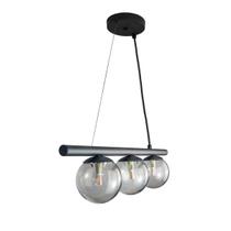 Lustre Pendente Figo PRETO - 3 Globos Esfera de Vidro Fume Lustre Pendente Figo PRETO - 3 Globos Esfera de Vidro Fume