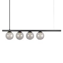 Lustre Pendente Figo Preto - 4 Globos Esfera De Vidro Fumê