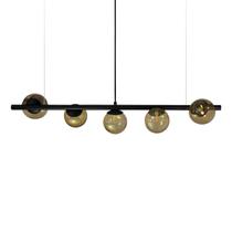 Lustre Pendente Figo PRETO - 5 Globos Esfera de Vidro Âmbar Lustre Pendente Figo PRETO - 5 Globos Esfera de Vidro Âmbar