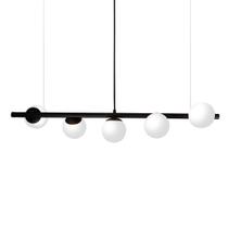 Lustre Pendente Figo PRETO - 5 Globos Esfera de Vidro Branco Lustre Pendente Figo PRETO - 5 Globos Esfera de Vidro Branco