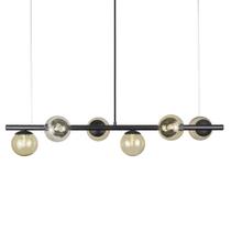 Lustre Pendente Figo PRETO - 6 Globos Esfera de Vidro Âmbar Lustre Pendente Figo PRETO - 6 Globos Esfera de Vidro Âmbar
