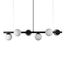 Lustre Pendente Figo PRETO - 6 Globos Esfera de Vidro Branco Lustre Pendente Figo PRETO - 6 Globos Esfera de Vidro Branco