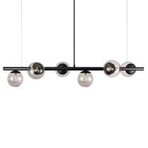 Lustre Pendente Figo Preto - 6 Globos Esfera De Vidro Fumê Lustre Pendente Figo Preto - 6 Globos Esfera De Vidro Fumê